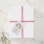 Monogram Wapenschild met groen Kerst Cadeaulabel (Met Touw)