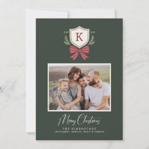 Monogram Wapenschild Strik Foto Kerstkaart