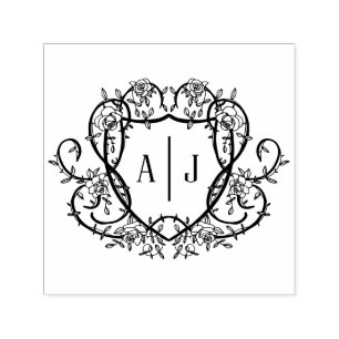 Monogram Wapenstempel Engelse Tuin met Klimroos Zelfinktende Stempel