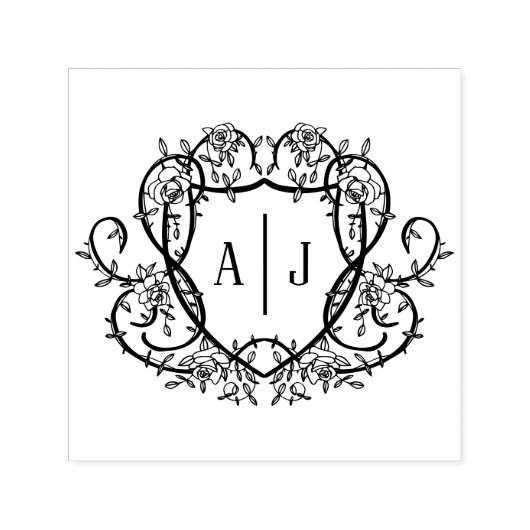 Monogram Wapenstempel Engelse Tuin met Klimroos Zelfinktende Stempel (Design)