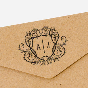 Monogram Wapenstempel Engelse Tuin met Klimroos Zelfinktende Stempel