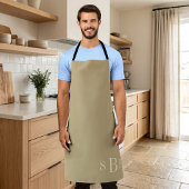 Monogram Warm Beige Boho Neutral Kitchen Gift Schort