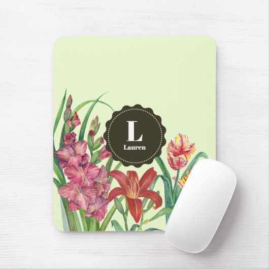 Monogram Warm Kleur Floral Spring Blooms Muismat (Met muis)