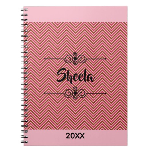 Monogram Warm Pastel Chevron Notitieboek (Voorkant)