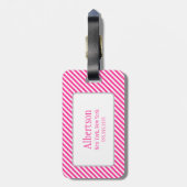 Monogram warm roze en witte strepen Bagagelabel (Achterkant verticaal)