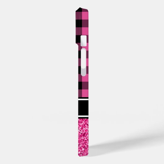 Monogram warm roze glitter Buffalo speldenaantal Case-Mate iPhone Case (Achterkant / Links)