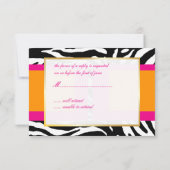 Monogram/warm roze/Oranje/Zebra RSVP Kaartje (Achterkant)
