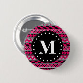 Monogram warm roze tribaal Chevron Pattern Ronde Button 5,7 Cm (Voorkant /achterkant)