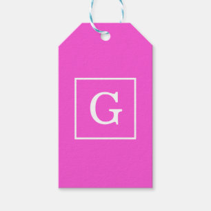 Monogram warm roze witte omhulde Initiaal Cadeaulabel