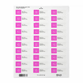 Monogram warm roze witte omhulde Initiaal Etiket (Full Sheet)