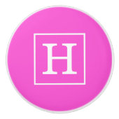 Monogram warm roze witte omhulde Initiaal Keramische Knop (Voorkant)