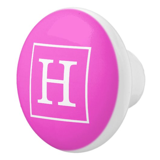 Monogram warm roze witte omhulde Initiaal Keramische Knop (Rechts)