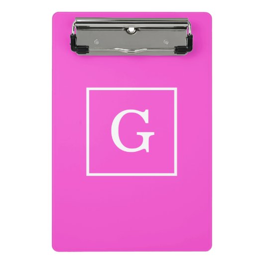 Monogram warm roze witte omhulde Initiaal Mini Klembord (Voorkant)