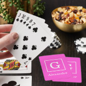 Monogram warm roze witte omhulde Initiaal Speelkaarten (Insitu)