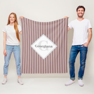 Monogram warme neutrale bruine en beige strepen fleece deken