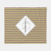 Monogram warme neutrale bruine en groene strepen fleece deken (Voorkant (Horizontaal))