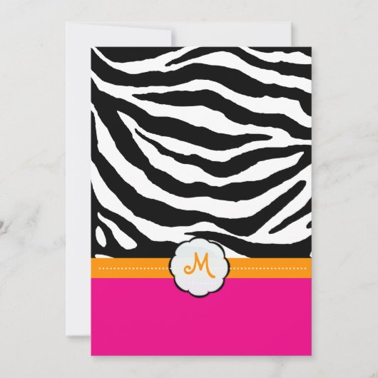 Monogram/warme roze/Oranje/Zebra-weddenschappen Kaart (Voorkant)