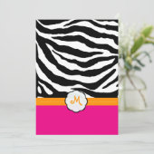 Monogram/warme roze/Oranje/Zebra-weddenschappen Kaart (Staand voorkant)