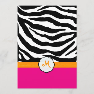 Monogram/warme roze/Oranje/Zebra-weddenschappen Kaart