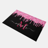 Monogram warmroze druppelaar Glitter Black Deurkle Deurmat (Schuin)