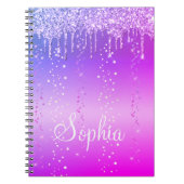 Monogram warmroze druppelaar Glitter Metallic Notitieboek (Voorkant)