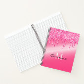 Monogram warmroze druppelaar Glitter Metallic Notitieboek (Binnen)