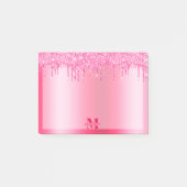 Monogram warmroze druppelaar Glitter Metallic Post-it® Notes (Voorkant)