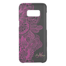 Monogram warmroze en zwarte kant