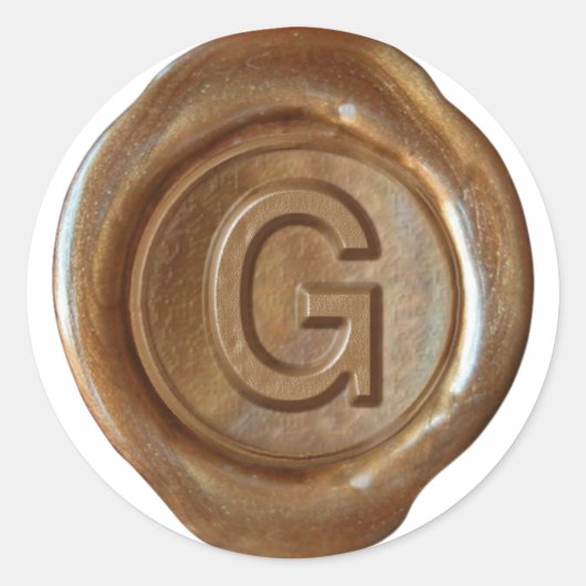 Monogram waszegel - koper - Vet G - Ronde Sticker (Voorkant)