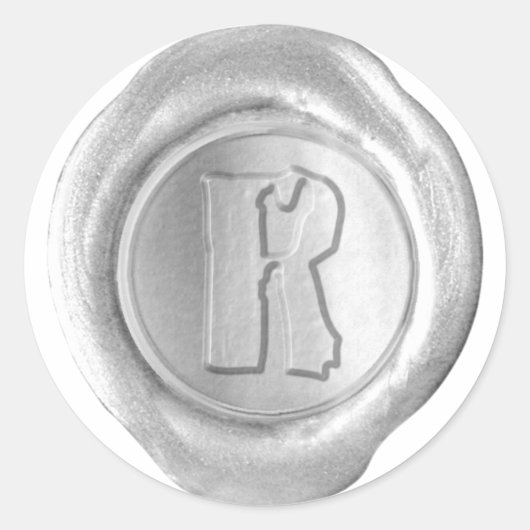 Monogram waszegel - Zilver - Boulder R - Ronde Sticker (Voorkant)