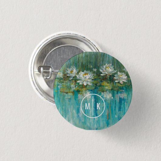 Monogram | Water Lily Pond Ronde Button 3,2 Cm (Voorkant /achterkant)