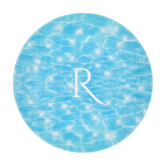 Monogram Water rimpelt watertextuur modern chic Snijplank (Voorkant)