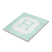 Monogram waterblauwe waterverf laat keramisch tege tegeltje (Zijkant)