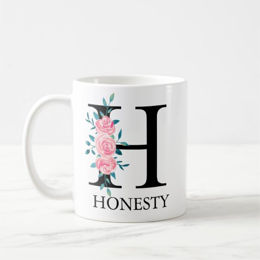 Monogram Watercolor Aangepaste Enkele Letter Koff Koffiemok (Links)