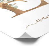 Monogram Watercolor Bloem Gouden Letter E Poster (Hoek)