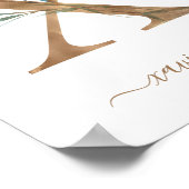 Monogram Watercolor Bloem Gouden Letter X Poster (Hoek)