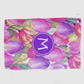 Monogram Watercolor BLOEMEN Golfhanddoek (Horizontaal)