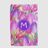Monogram Watercolor BLOEMEN Golfhanddoek (Voorkant)