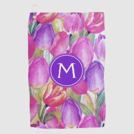 Monogram Watercolor BLOEMEN Golfhanddoek
