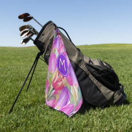 Monogram Watercolor BLOEMEN Golfhanddoek