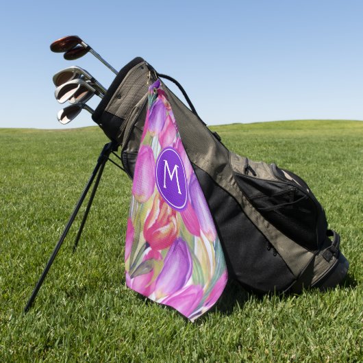 Monogram Watercolor BLOEMEN Golfhanddoek (Groen)