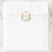 Monogram Watercolor Bloemenkroon Sticker  (Tas)