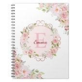Monogram Watercolor Blush Pink Rose Flowers Floral Notitieboek (Voorkant)