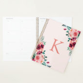 Monogram Watercolor Boho Roze Burgundy Roos Planner (Display)