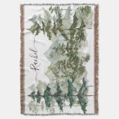 Monogram Watercolor Bos en berg Rustic Deken (Voorkant Verticaal)