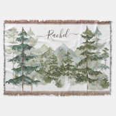 Monogram Watercolor Bos en berg Rustic Deken (Voorkant)