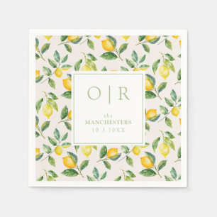 Monogram Watercolor Citroen Huwelijk Servet