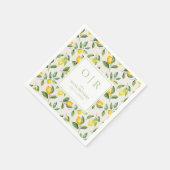 Monogram Watercolor Citroen Huwelijk Servet (Hoek)