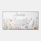 Monogram Watercolor Colorful Pretty Wildflower Bureaumat (Keyboard & Muis)
