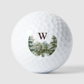 Monogram Watercolor Dennenbos & Berg Landelijk Golfballen (Voorkant)